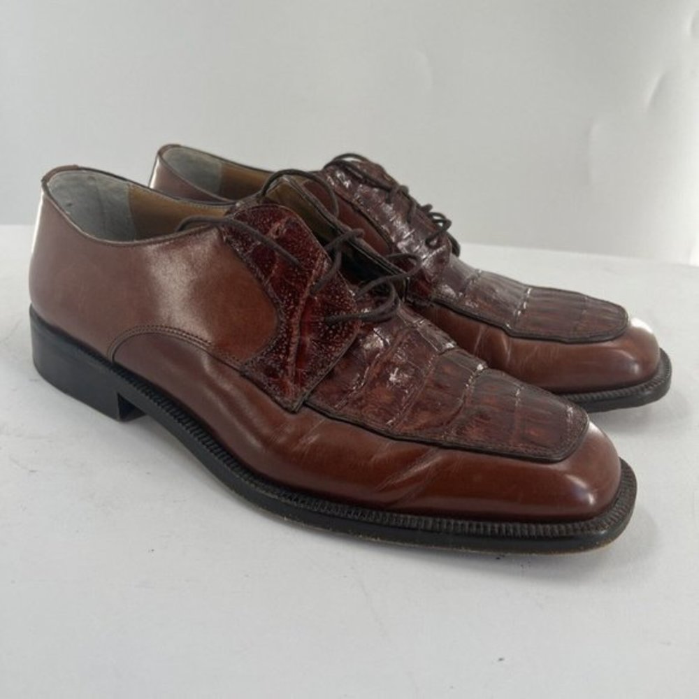 Caporicci Mens Dress Shoes Genuine Alligator Italian Lace up Shoe 9 $699 Gators